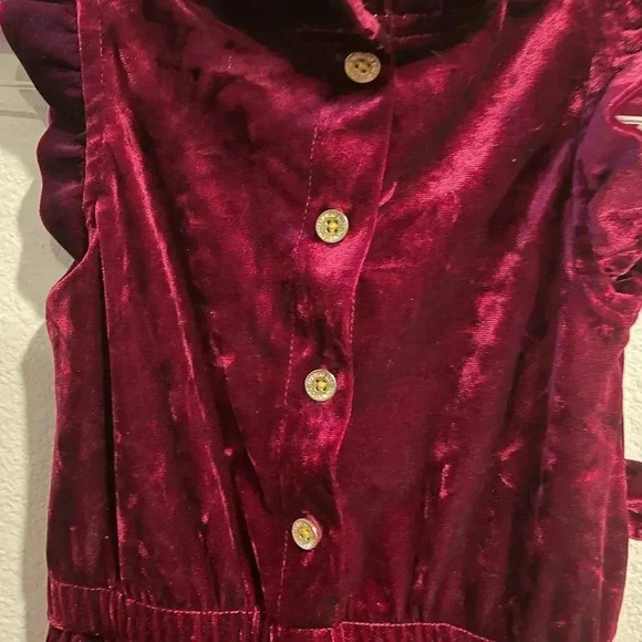 Genuine Kids Oshkosh babygirl burgandy jumper velour gold speck sparkles size 3T - Picture 5 of 8